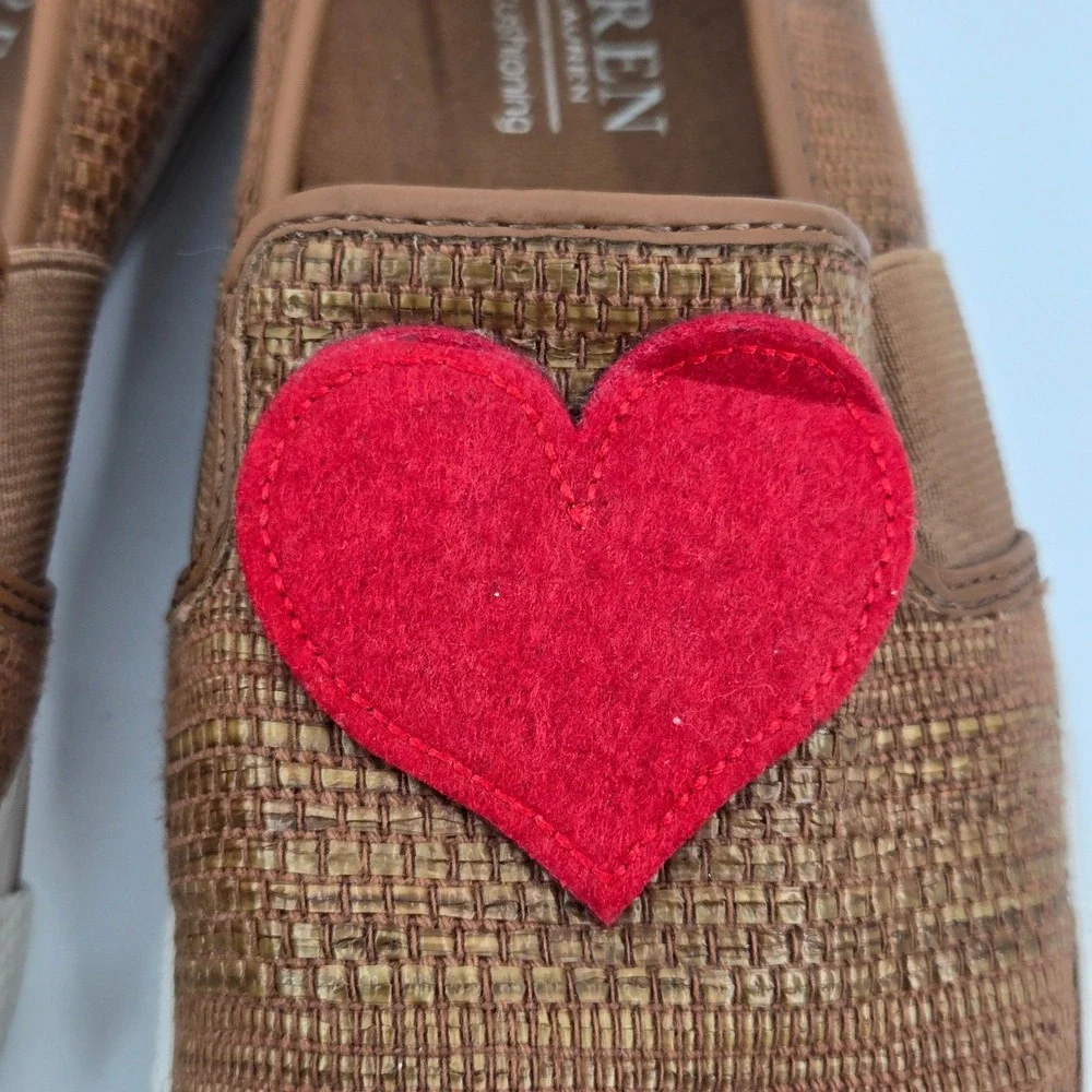 Lauren Ralph Lauren‎ Jinny Heart Patch Tweed Slip-On Sneakers 7B EU 37.5